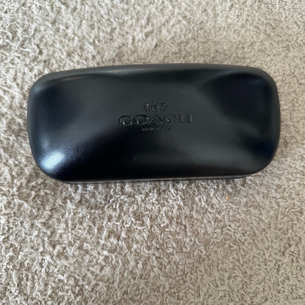 Coach New York Black Hard Shell Eyeglass Sunglasses Case Gold Logo